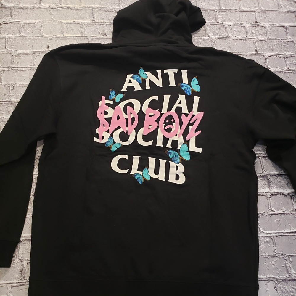Anti Social Social Club Sad Boyz Butterfly Hoodie Black XL Mens Streetwear